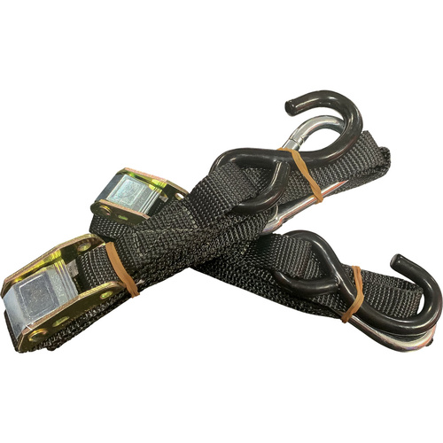 Tie Down - 25mm -  Soft Hook / Carabiner - Black - Pair