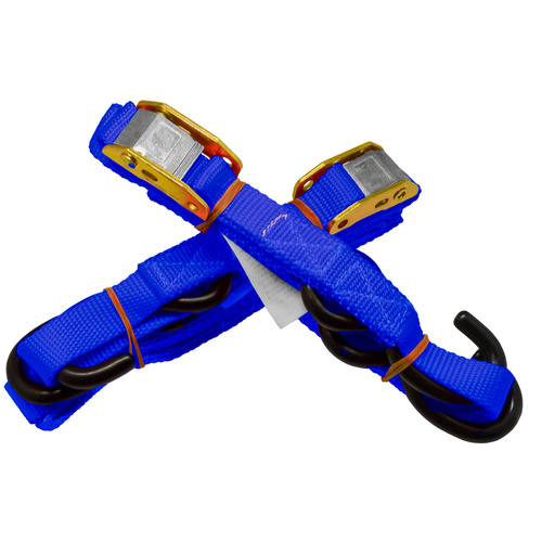 Tie Down - 25mm - Strap / Soft Hook - Blue - Pair